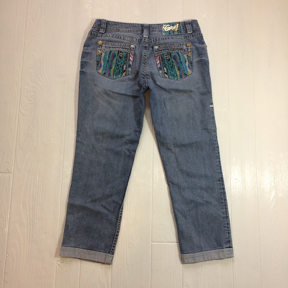 ❤️COOGI Crop Ankle RollUp Jeans Embroidered 7/8 - Picture 4 of 8